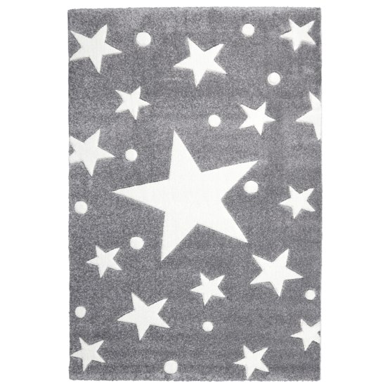Detský koberec STARS strieborno-šedo-biely