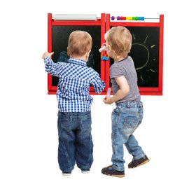 Detská magnetická / kriedová tabuľa na stenu - červená