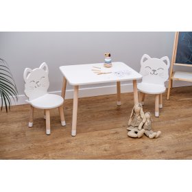 Detský stôl so stoličkami - Mačička - biely, Ourbaby®